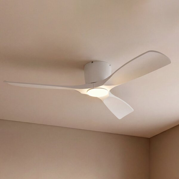 Lucande Ventilator de tavan LED inteligent Moneno, alb, DC, Tuya, reglabil, Alb, Camera de zi / sufragerie, Metal, Modern
