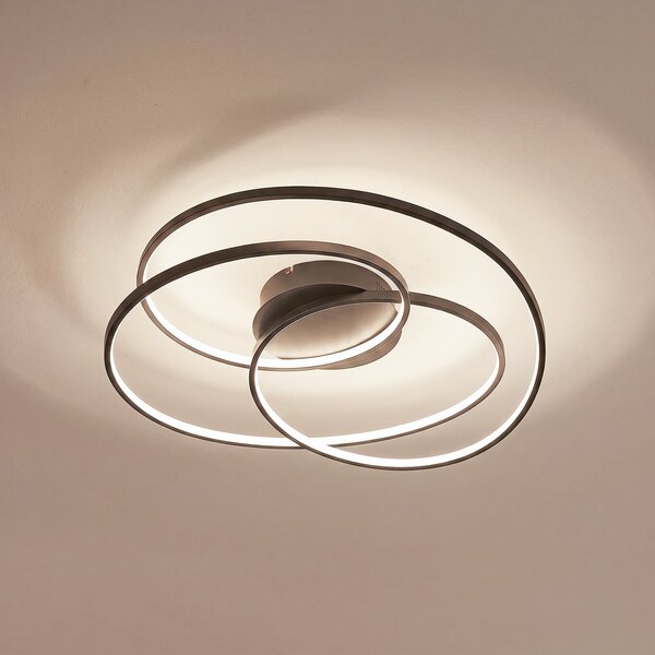 Lindby plafonieră LED Kateryna, negru, Ø 60 cm, dimabil, reglabil, Negru, Camera de zi / sufragerie, Aluminiu, Modern