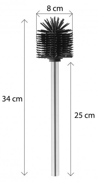 Erga Silka, perie de toaletă din silicon, negru-crom, ERG-YKA-V.WCZC-SILKA