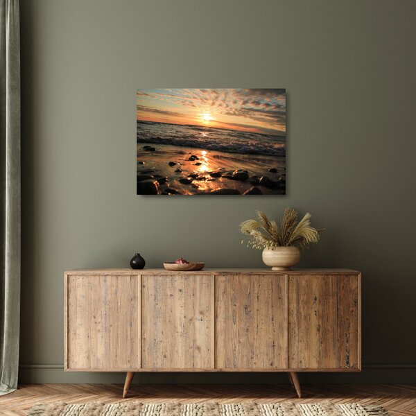 Tablou pe sticlă - Apus de soare, ocean (70x50 cm)