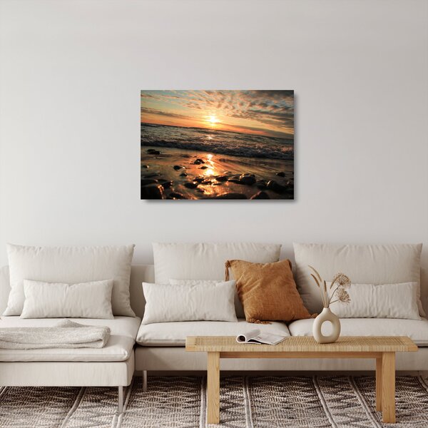 Tablou pe sticlă - Apus de soare, ocean (70x50 cm)