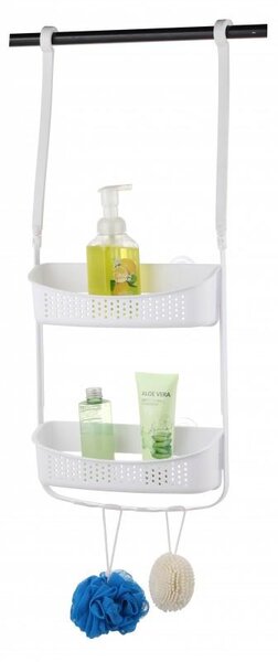 Erga Wiki, coș de baie, organizator suspendat 30x72 cm cu ventuze, alb, ERG-YKA-CH.WIKI-WHT