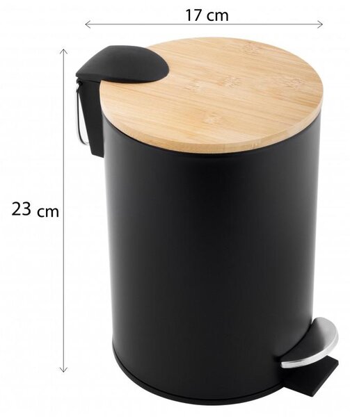 Erga Vini, coș de gunoi rotund 3l din oțel inoxidabil, negru-maro, ERG-YKA-CH.VINI-BLK