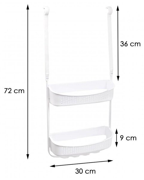 Erga Wiki, coș de baie, organizator suspendat 30x72 cm cu ventuze, alb, ERG-YKA-CH.WIKI-WHT