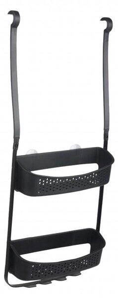 Erga Wiki, coș de baie, organizator suspendat 30x72 cm cu ventuze, negru mat, ERG-YKA-CH.WIKI-BLK