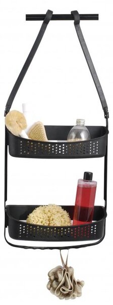 Erga Wiki, coș de baie, organizator suspendat 30x72 cm cu ventuze, negru mat, ERG-YKA-CH.WIKI-BLK