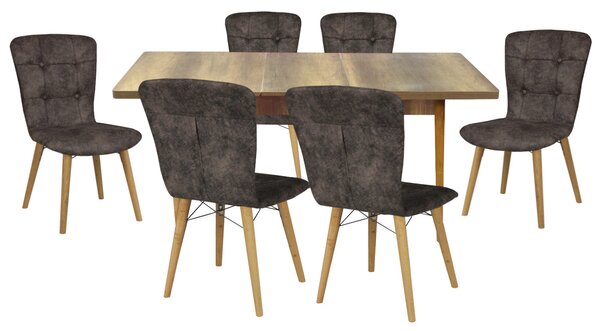 Set masă extensibilă Aris Nuc cu 6 scaune Artur Maro