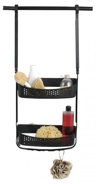 Erga Wiki, coș de baie, organizator suspendat 30x72 cm cu ventuze, negru mat, ERG-YKA-CH.WIKI-BLK