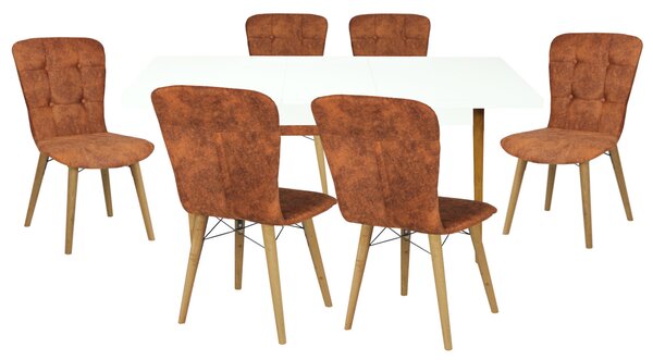 Set masă extensibilă Aris Alb cu 6 scaune Artur Cărămiziu