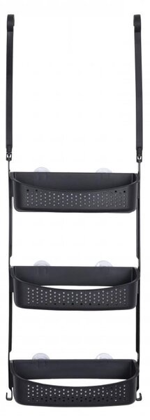 Erga Wiki, coș de baie, organizator suspendat 31x88 cm cu ventuze, 3 rânduri, negru mat, ERG-YKA-CH.WIKI-3-BLK