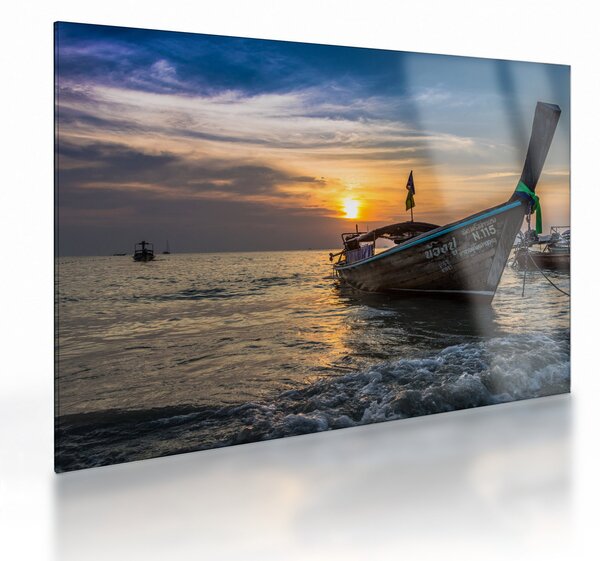 Tablou pe sticlă - Vas la mal (70x50 cm)
