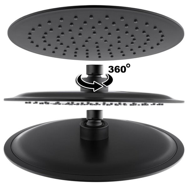 Erga Erga, cap de duș SLIM cu diametrul de 25 cm, negru mat, ERG-YKA-BP.BRG25-BLK