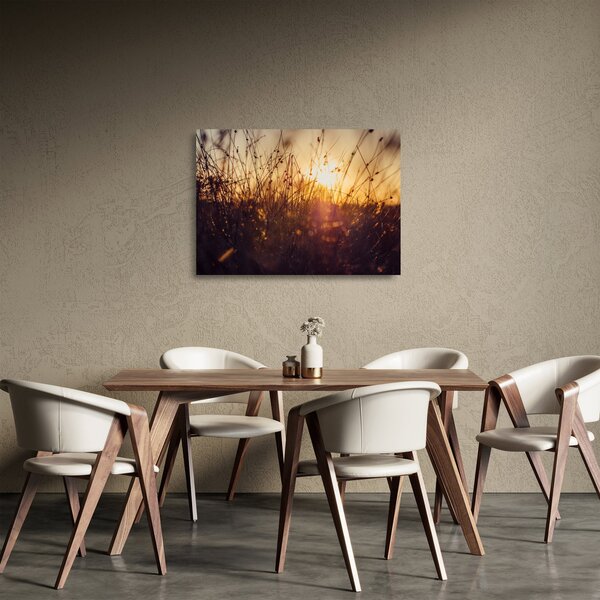 Tablou pe sticlă - Câmp la apus de soare (70x50 cm)