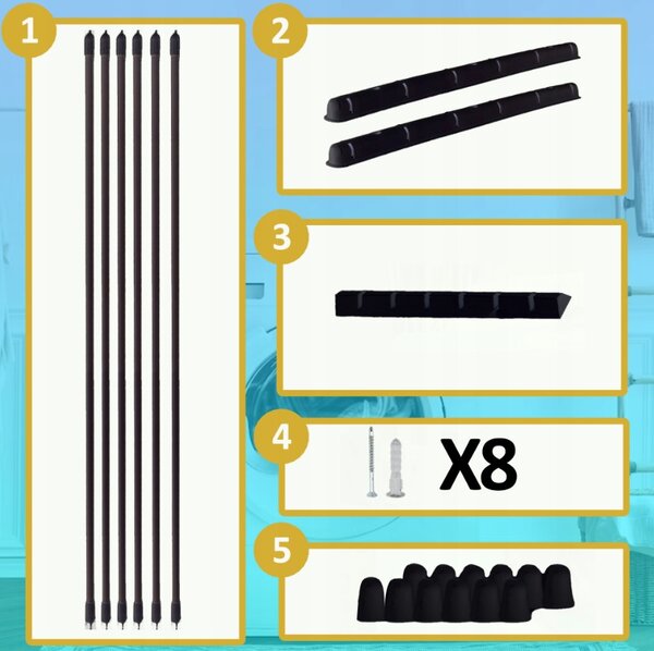 Erga Erga, cuier de tavan pentru uscarea rufelor 6x80 cm, negru, ERG-SEP-10SUSSU6PCZ80