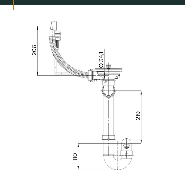 Mexen Fisc Italiana, sifon cu dop automat de gunoi pentru chiuveta de bucatarie granit cu 1 camera, crom, 66911-00