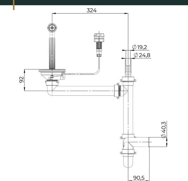 Mexen Fisc Italiana, sifon cu dop automat de gunoi pentru chiuveta de bucatarie granit cu 1 camera, crom, 66911-00