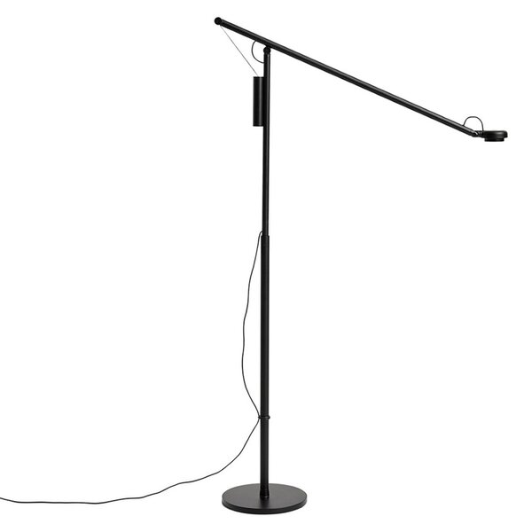HAY Lampadar LED Fifty-Fifty, negru, înălțime 135 cm, dimabil., reglabil, Negru, Camera de zi / sufragerie, Aluminiu, Design