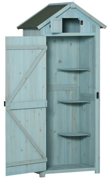 Magazie de Gradina Outsunny, din Lemn Impermeabila, 77x54,2x179cm, Albastru | Aosom RO