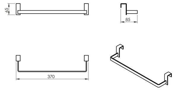 Gedy Gedy, suport pentru prosoape TOSCA pentru dulap 370 mm, oțel inoxidabil lucios, 212913