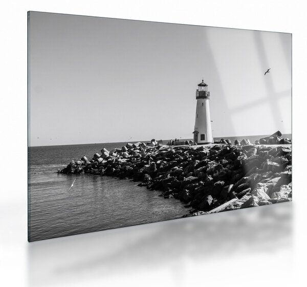 Tablou pe sticlă - Far de pe coastă, Santa Cruz, California (70x50 cm)