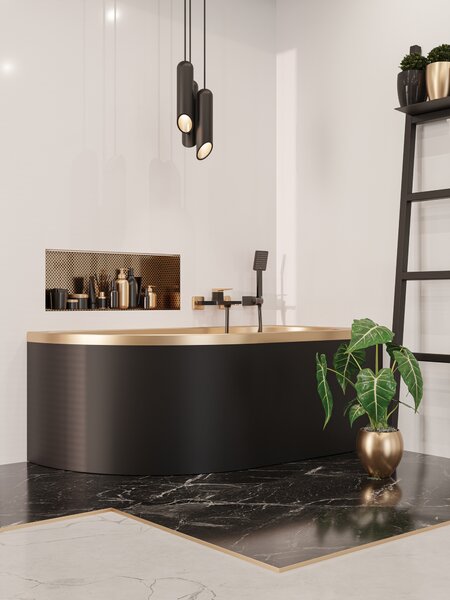 Invena Patras, set de duș de mână cu 1 punct, negru mat, INV-AU-31-M04-G