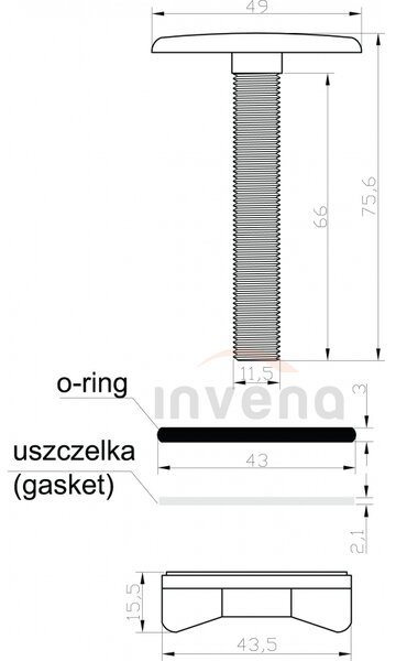 Invena Invena, dop pentru chiuvete bucatarie pentru gauri 35 mm, crom, INV-AA-65-W03-G