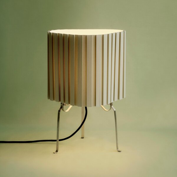 HAY Lampa de masă Canelé, verde, înălțime 37 cm, soclu E14, abajur din material, Verde, Camera de zi / sufragerie, Țesătură / Textil, Design