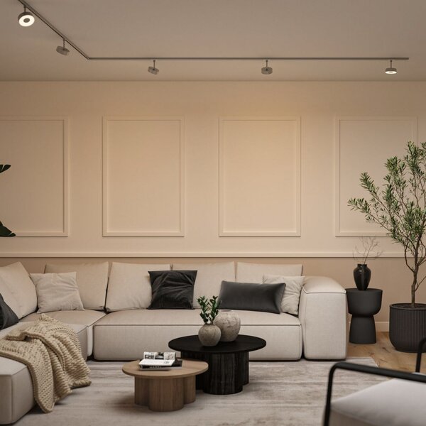 Paulmann Spot LED URail Circle, crom mat, dimabil în 3 trepte, CCT, reglabil, Metalic, Camera de zi / sufragerie, Metal, Modern