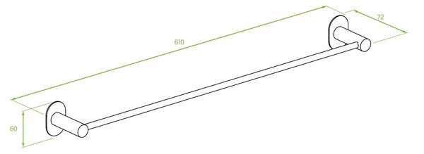Laveo Miri, suport pentru prosoape 610 mm, alb mat, LAV-ALM_616S