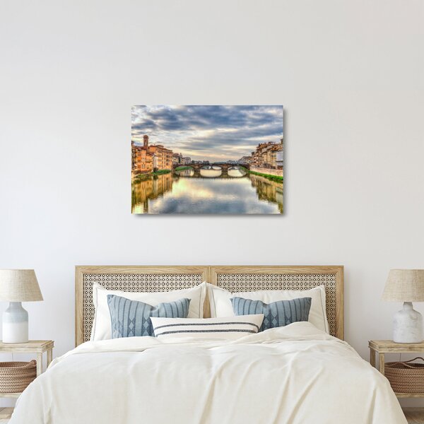 Tablou pe sticlă - Pod peste râu (70x50 cm)
