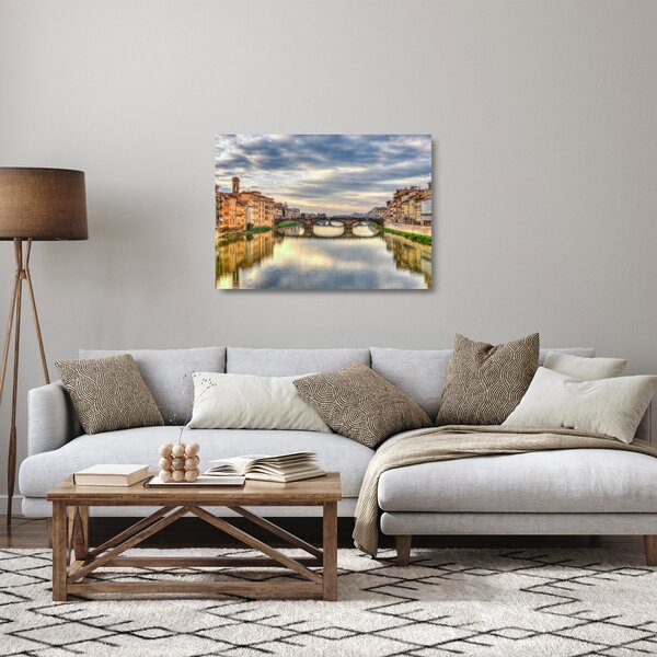 Tablou pe sticlă - Pod peste râu (70x50 cm)