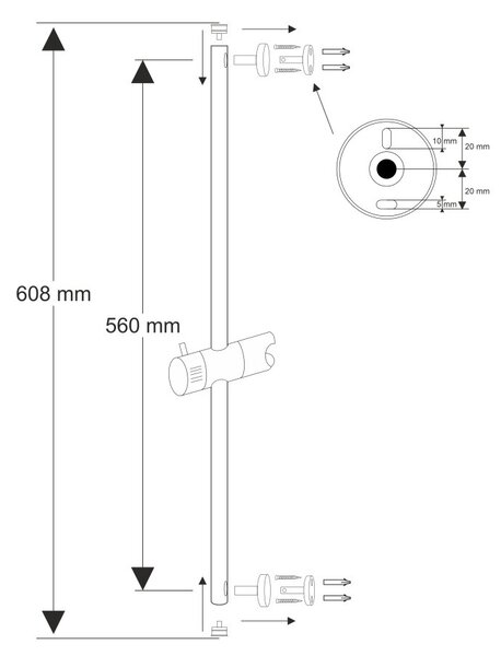 Mereo Mereo, Suport de duș glisant 60 cm, MER-CB910A