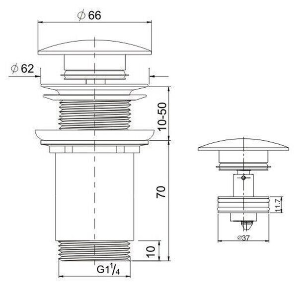 Mereo Mereo, Ieșire de închidere cu sită CLIC-CLAC ø 5/4" integral cromat fără preaplin, extracție, MER-CH04VS