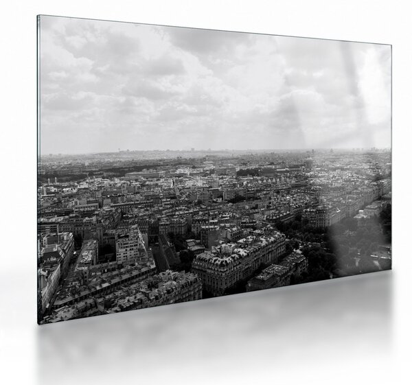Tablou pe sticlă - Acoperișuri clădirilor din Paris (70x50 cm)