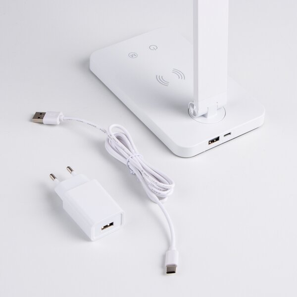 Brilagi - Lampă de masă LED reglabilă, cu control tactil și încărcare wireless Qi, LED/7W/5V, 3000/4000/6000K, albă