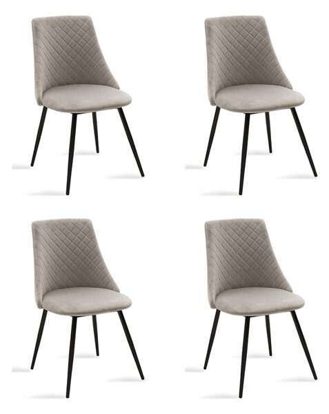 Set 4 Scaune Bucatarie/Dining Grysell Catifea Gri