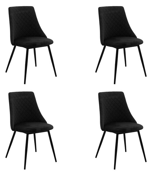 Set 4 Scaune Bucatarie/Dining Grysell Catifea Negru