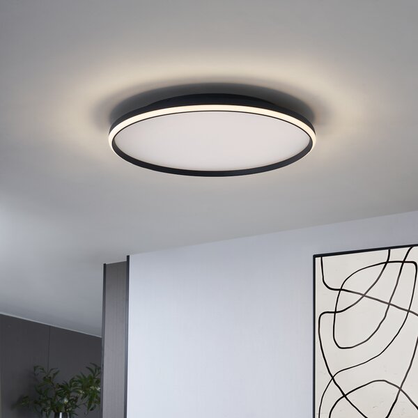 Plafonieră de design neagră cu alb, incl. LED, cu 3 trepte de intensitate luminoasă - Xavi