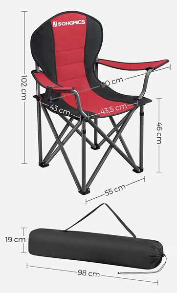 Scaun de camping Songmics Albastru 92x57x104 cm