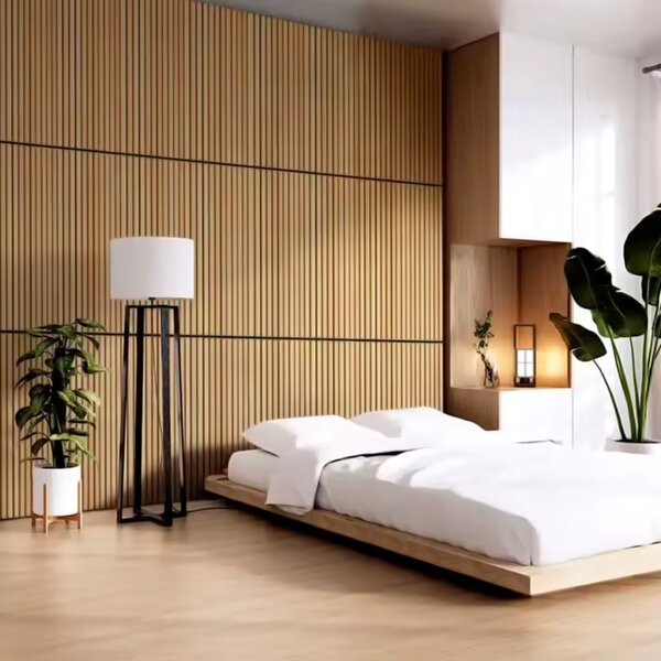 Riflaj MDF decorativ 2HOME de tip Panou Acustic, Stejar Natur, 270×60 cm