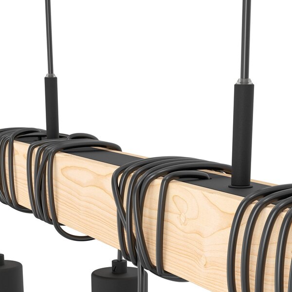 EGLO Lampadar Townshend, lungime 70 cm, negru/oraș, 4 lumini., reglabil, Negru, Camera de zi / sufragerie, Metal, Vintage