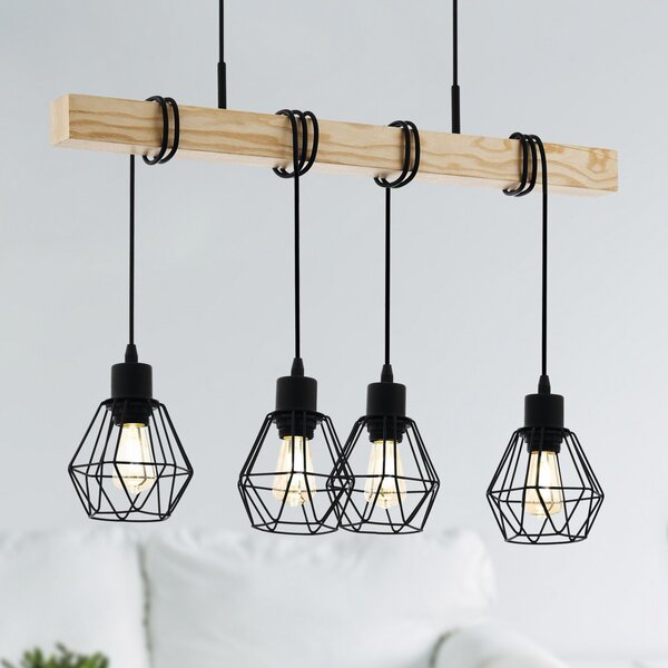 EGLO Lampadar Townshend, lungime 70 cm, negru/oraș, 4 lumini., reglabil, Negru, Camera de zi / sufragerie, Metal, Vintage