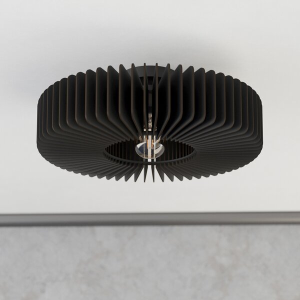 EGLO Plafonieră Palombaia, negru, Ø 50 cm, oțel/lemn, E27, reglabil, Negru, Metal