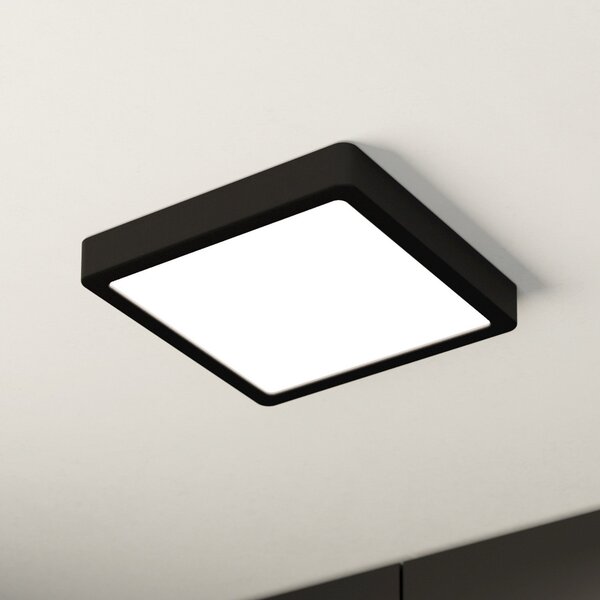EGLO Plafonieră cu LED Fueva 5 IP44 3000K negru 21x21cm, Negru, Baie, Metal