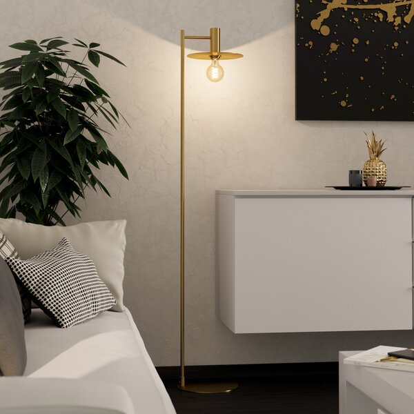 EGLO Escandell lampadar alamă periată, Auriu / Alamă, Camera de zi / sufragerie, Metal