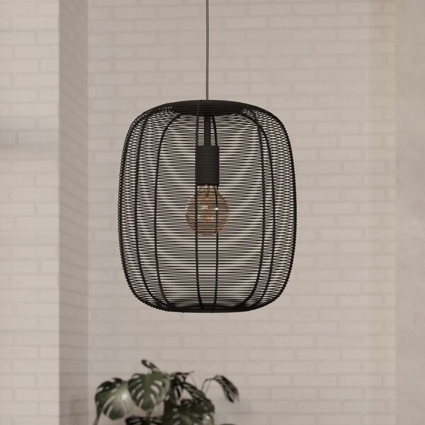 EGLO Lampă suspendată Rinroe, Ø 32,5 cm, negru, oțel, reglabil, Negru, Camera de zi / sufragerie, Metal, Modern