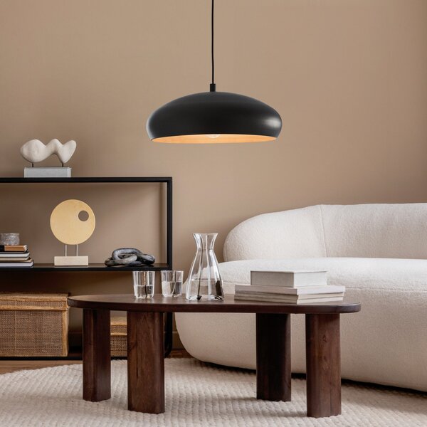 EGLO Lampă suspendată Mogano cu abajur metalic, negru, reglabil, Negru, Camera de zi / sufragerie, Metal, Scandinavă