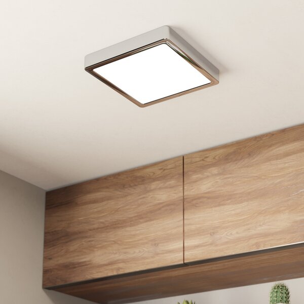 EGLO Plafonieră LED Fueva 5 IP44 3000K cromat 21x21cm, Metalic, Baie, Metal