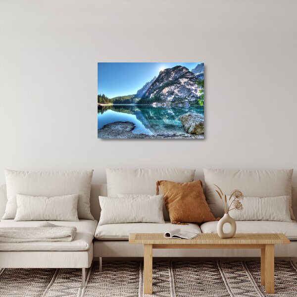 Tablou pe sticlă - Lac montan (70x50 cm)