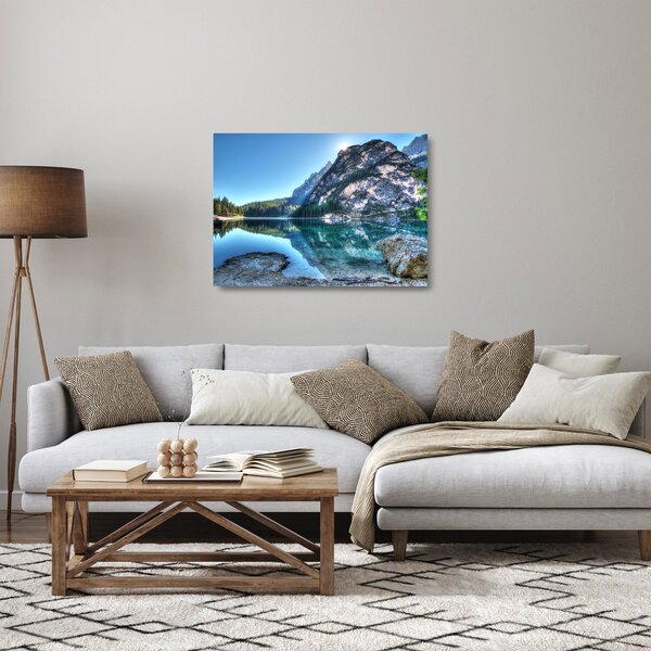 Tablou pe sticlă - Lac montan (70x50 cm)